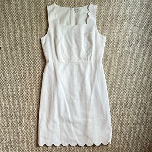 J. Crew Factory Scalloped White Dress | Size 6